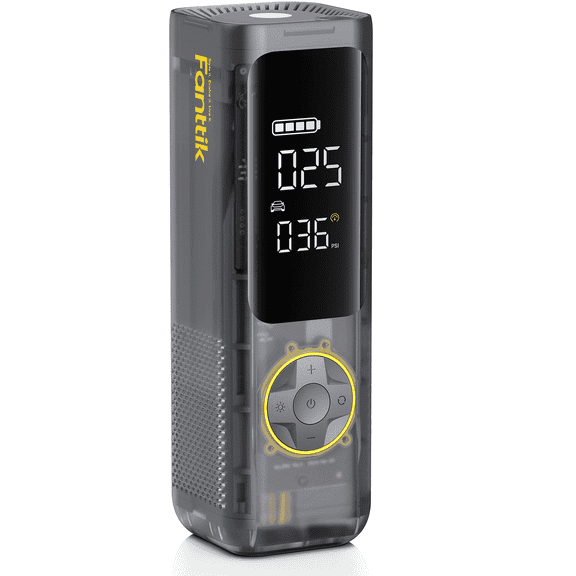 Fanttik X8 APEX Tire Inflator Portable Air Compressor, 1 Min Fast Inflation, 150PSI Cordless Tire Inflator with LED Dual Screen, Suitable for Car, Bike, Motorcycle, Up to 26.3″ Tires, Mechanical Gray