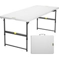 thumbnail image 1 of FanttikOutdoor 6ft Portable Folding Table, 3 Heights, One-Handed Height Adjustment, Gravity Lock, Carry Handle, Indoor Outdoor Heavy Duty Fold-in-Half Utility Table, Party, Granite White Zeta X6 Pro, 1 of 7