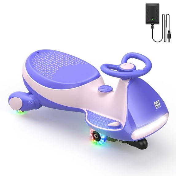 FanttikRide 12V N7 Pro Electric Wiggle Car with Pedal, 2-in-1 Kids Ride On Toy, Rechargeable Battery, 2-Speed, Anti-Rollover, Flashing Wheels, Bluetooth Music, for Ages 3+, 150 lbs, Pink