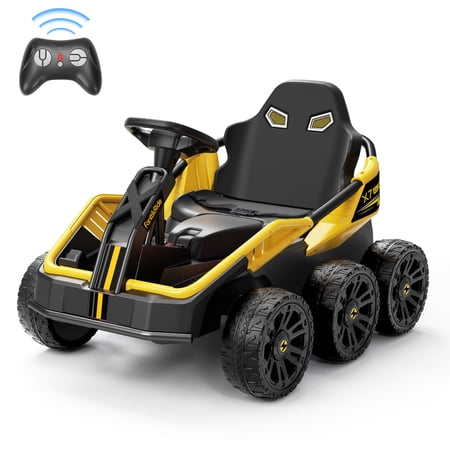 FanttikRide 12V Ride on Toys for Big Kids, 6 Wheels UTV, 4x45W 4MPH Powerful Electric Car, 4-Wheel Drive, Parent Remote, 4 Shock Absorbers, Perfect Choice for Ages 3 and Up, X7 Classic Light Yellow