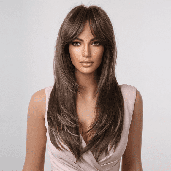 Fanty short straight wig full head new product with eight character bangs, mid split diagonal bangs wig, straight hair, daily wig for women, wigs