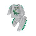 Fanvereka Baby Boy 2Pcs Birthday Outfits Dinosaur Print Sweatshirt