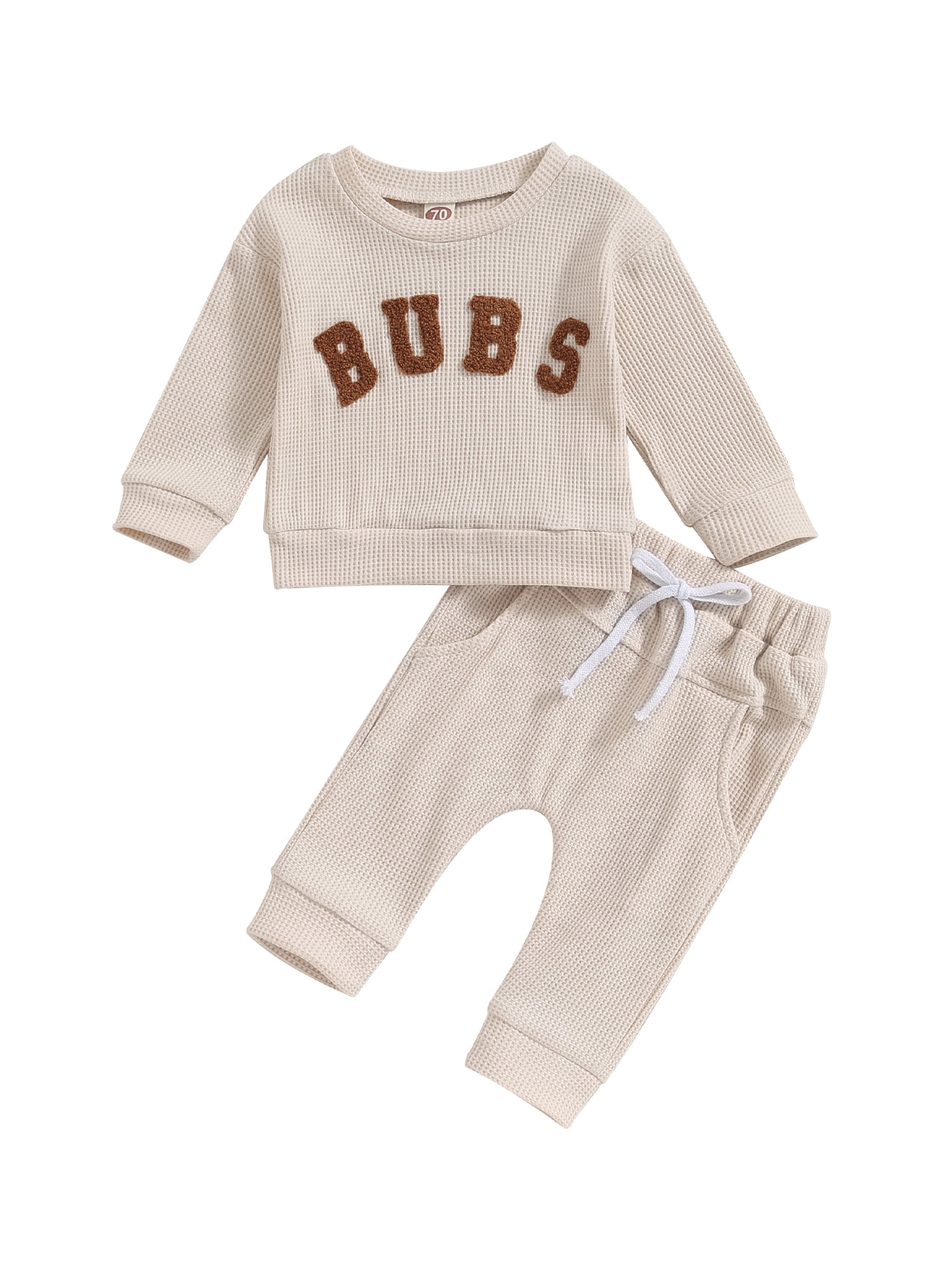 Fanvereka Boys Long Sleeve Letter Embroidery Tops and Drawstring Pants