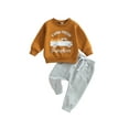 Fanvereka Boys Long Sleeve Letter Pumpkin Print Tops and Drawstring