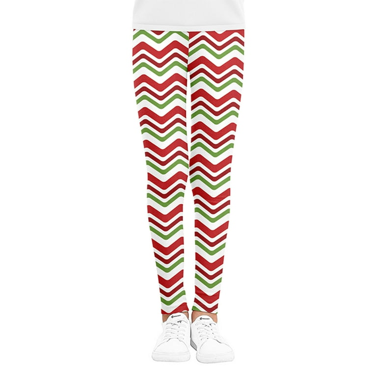 Youth Red and White Striped Candy Cane Leggings, Christmas Leggings, Xmas  Leggings, Printed Winterleggings, Yoga Pants, Running Pants 