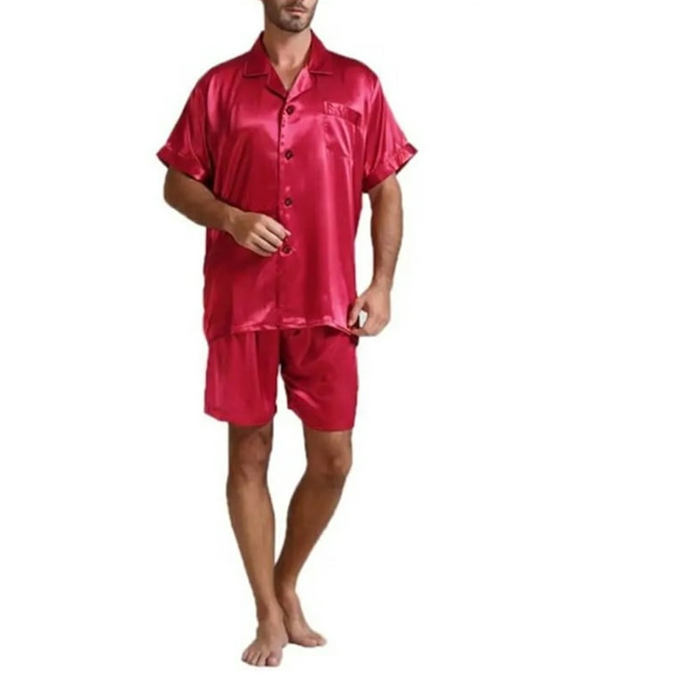 Red mens summer heslthy pajamas sets