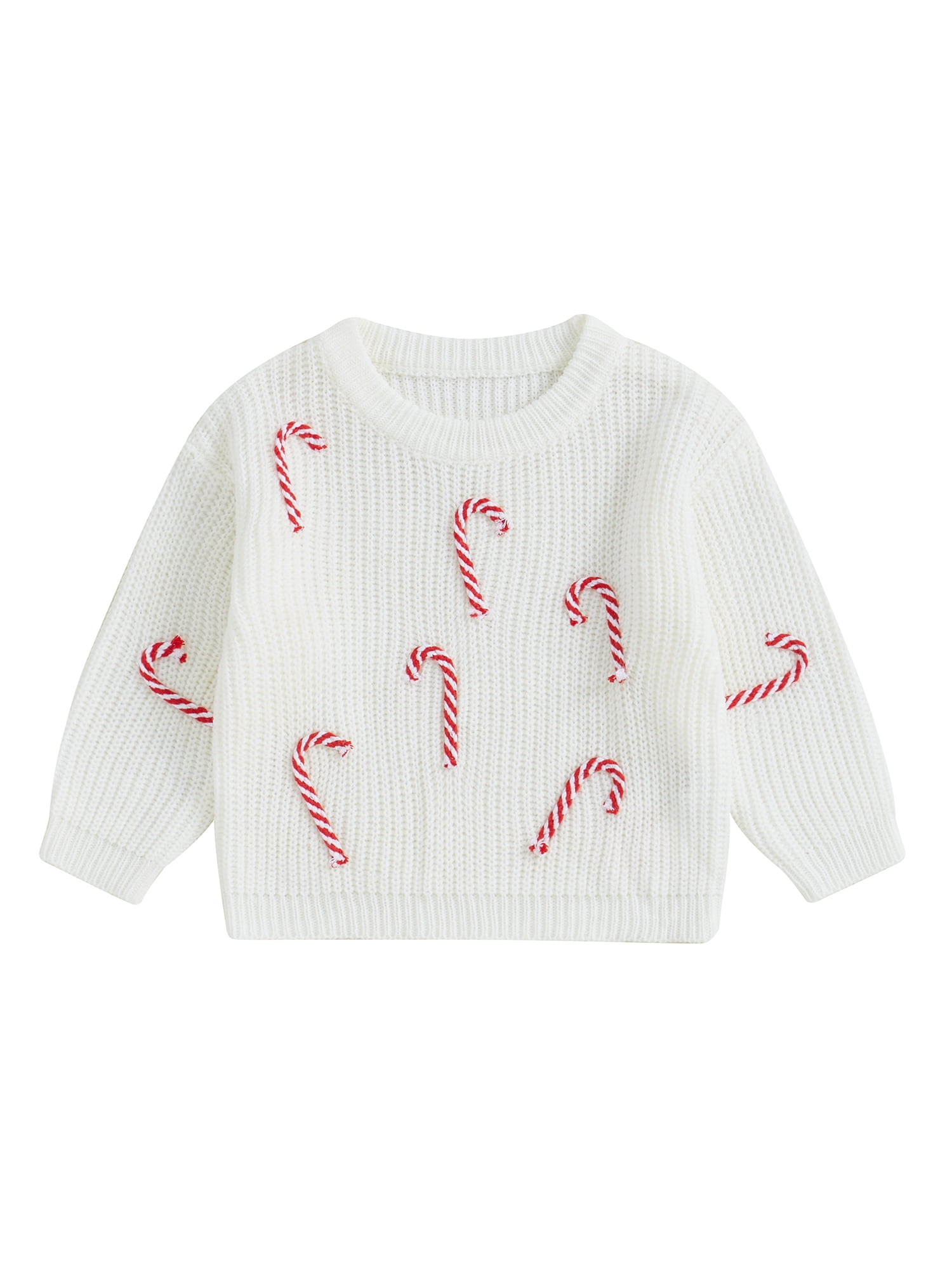 Fanvereka Newborn Girl Christmas Sweater Casual Candy Cane Warm Knitted