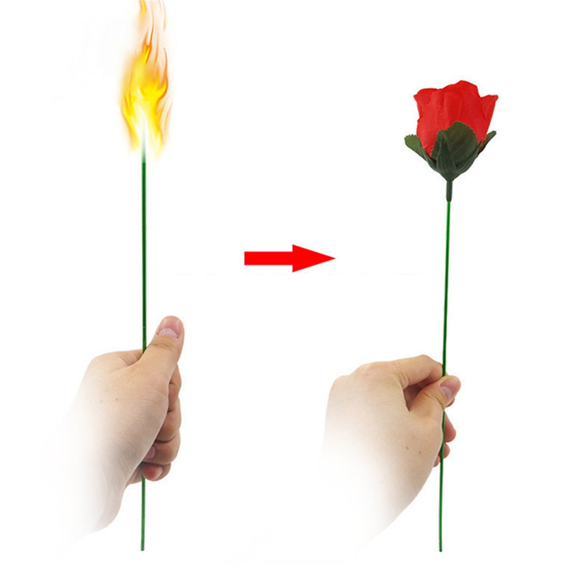 Fanvereka Torch to Rose Magic Trick Flame Appearing Flower Magic Props