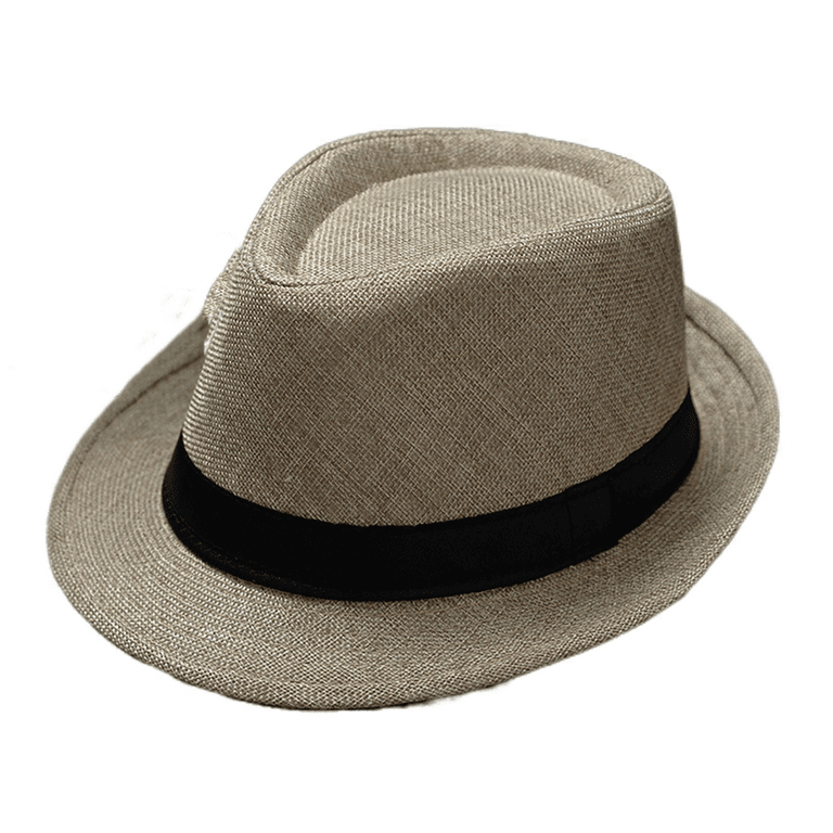 Fanvereka unisex Summer Beach Sun Cap Wide Brim Fedora Panama Jazz Straw Hat, Adult Unisex, Size: One size, Beige