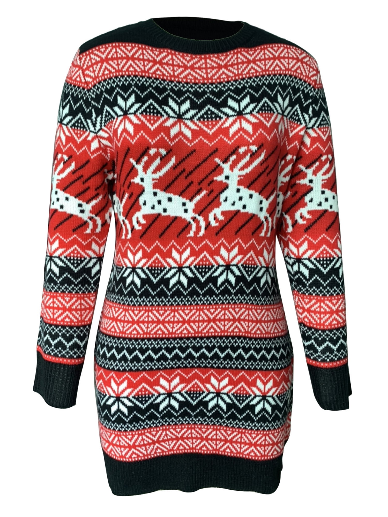 Fanvereka Women Christmas Sweater Dress Casual Print Slim Fit Long Womens Christmas Sweater Dress