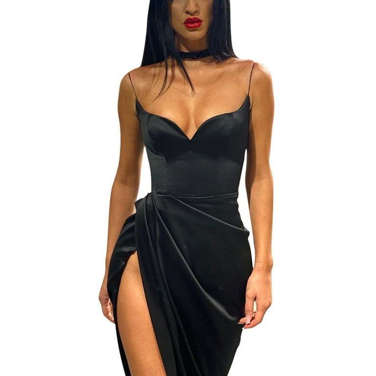 Fanvereka Women Summer Skirt Solid Color Spaghetti Straps V Neck
