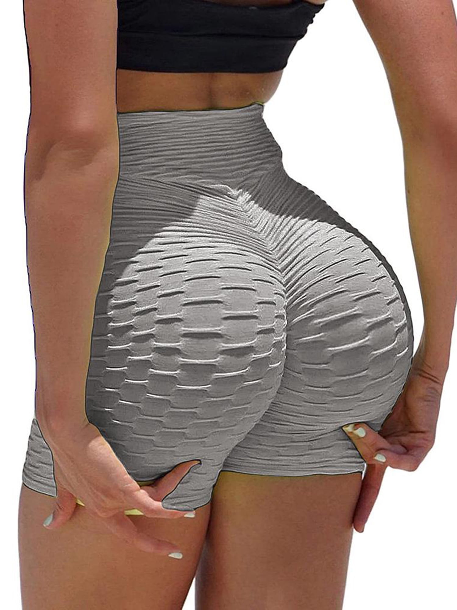 Fanvereka Women's Sexy Solid Color Stretch Pants Tight High Waist Slim  Short Bottom Casual Jacquard Yoga Sport Clothing