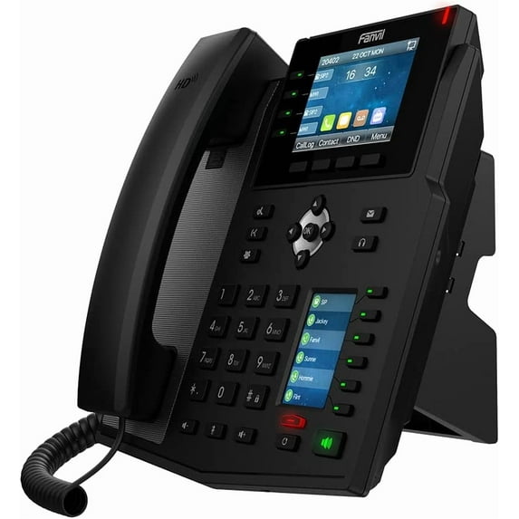 Fanvil X5U High-End VoIP Phone, 3.5-Inch Color Display, 2.4-Inch Side Color Display for DSS Keys. 16 SIP Lines, Dual-Port Gigabit Ethernet, Power Adapter Not Included