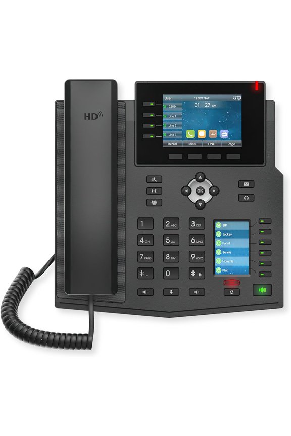 X5U-V2 VoIP Phone, Dual Color Display, Dual Screen, Bluetooth, PoE, GBE, Business IP Phone, 6-Way Conference, 30 Programmable Keys, Power Adapter Not Included