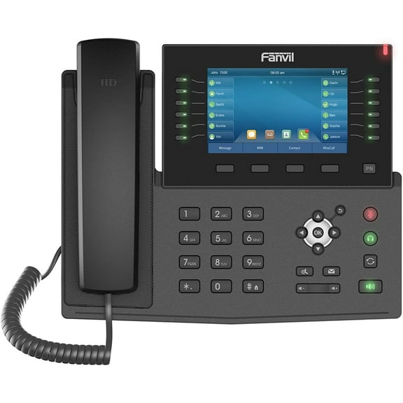 Fanvil X7C Enterprise VoIP Phone, 5-Inch Color Touch Screen, 20 SIP Lines, Dual-Port Gigabit Ethernet, Power Adapter Not Included