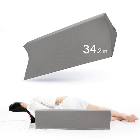 Fanwer 34.2in Wedge Pillow for Sleeping,Bed Wedge Pillows for After Surgery Body Positioners,Triangle Foam Wedge Pillow for Side Sleeping,for Pregnancy,Back,Leg Pain Relief,Grey Machine Washable Cove