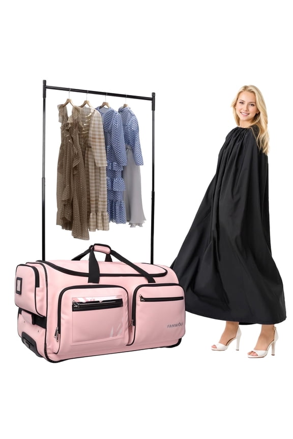23" Collapsible Rolling Competition Dance Duffle Bag, Pink-23Inch
