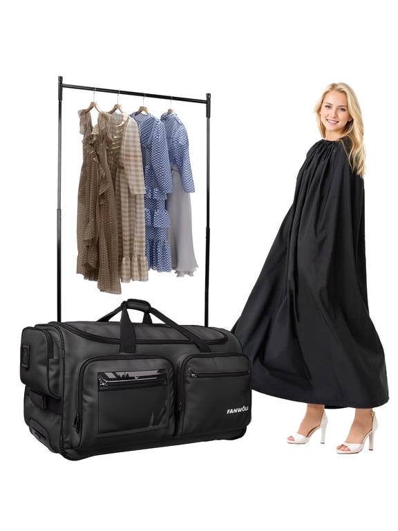 Dance Bag with Garment Rack, 23" Foldable Rolling Competition Dance Duffle Bag with Portable Clothes Changing Cover, Costume Suitcase for Dancers Shows Athletes