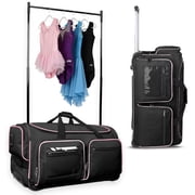 Dance Bag with Garment Rack - 28"Collapsible Rolling Competition Dance Duffle Bag Lightweight Costume Wheeled Suitcase for Dancers Shows Livestreamer Athletes