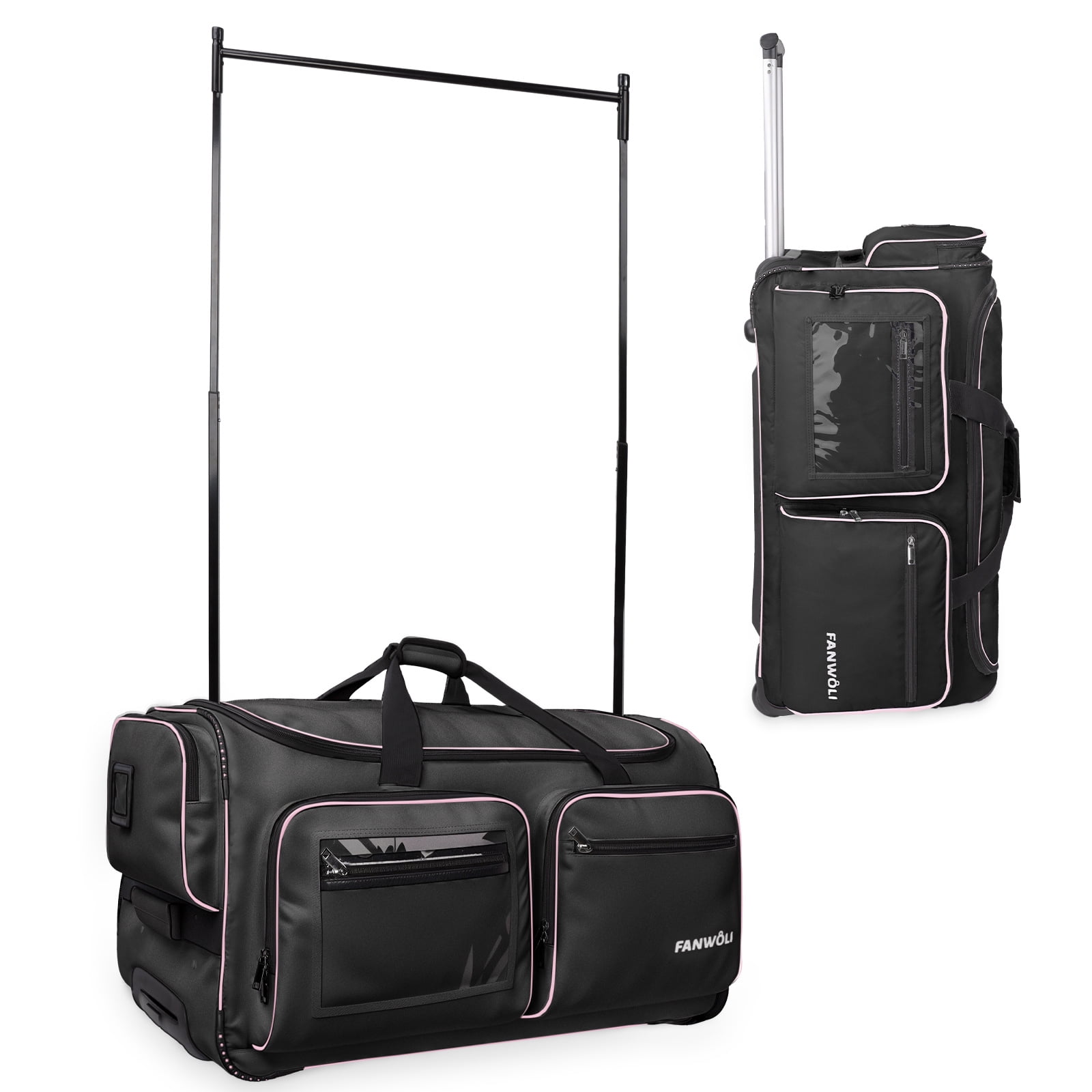 Fanwoli Dance Bag with Garment Rack 28"Collapsible Rolling