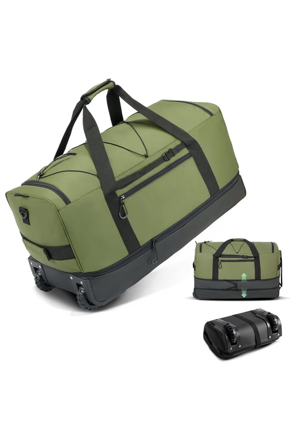 Foldable Rolling Duffel Bag,30'' Travel Duffel Bag Expandable 100L-120L Heavy Loads Design,Large Waterproof Wheeled Bag for Travel with Straps & Lock