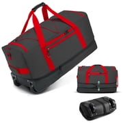 Fegat Foldable Rolling Duffel Bag,30 Travel Duffel Bag Expandable 100L-120L Heavy Loads Design,Large Waterproof Wheeled Bag for Travel with Straps & Lock