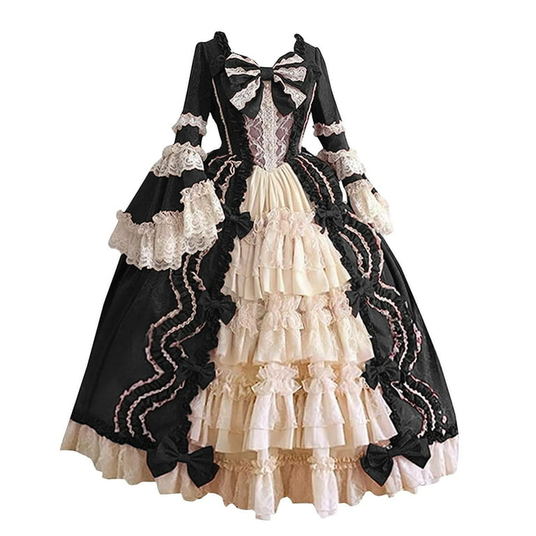 Women Lolita Victorian Gothic Dress Ruffle Steampunk Evening