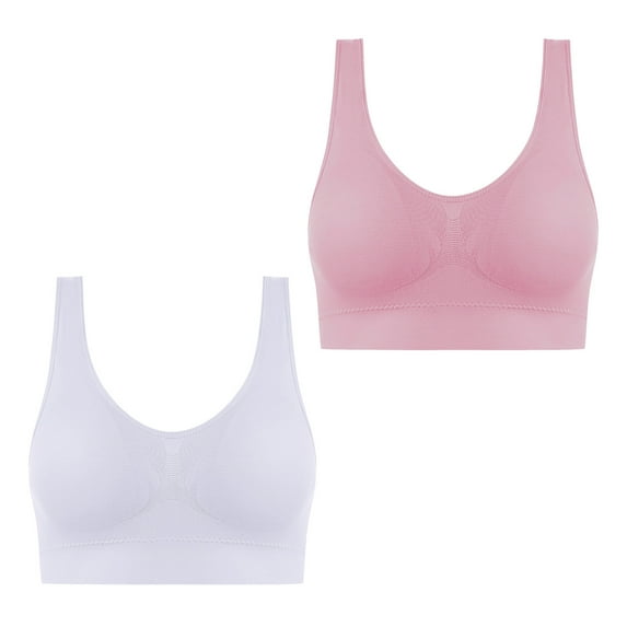Fanxing 2 Pack Bras for Women Comfort Seamless Bra Plus Size Minimizer Bra for Women Smoothing Bra Seamless No Underwire T-Shirt Bra Pink,S