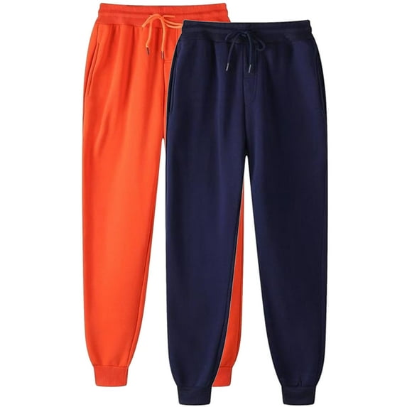 Fanxing 2 Pack Teen Girls Fall Fleece Sweatpants Comfy Drawstring Long Pants with Pocket Trendy High Waisted Workout Pants Casual Cinch Bottom Joggers Navy,XXXL