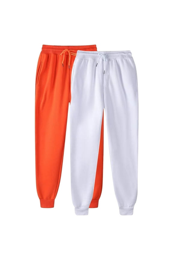 2 Pack Teen Girls Fall Fleece Sweatpants Comfy Drawstring Long Pants with Pocket Trendy High Waisted Workout Pants Casual Cinch Bottom Joggers White,L
