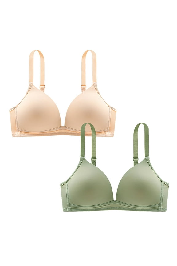 2 Pack Women's Invisibles Comfort Lightly Lined Seamless Wireless Triangle Bralette Bra Wirefree Bras for Women Comfortable Padded Celebrate Green,XL