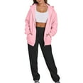 thumbnail image 1 of Fanxing Teen Girls Casual Zip Up Hoodie Sweatsuit Y2K Sweatshirts 2pcs Tracksuit Set Jogger Clothes Outfits for Women Workout Loungewear S-3XL, 1 of 7