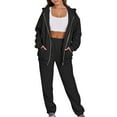 thumbnail image 1 of Fanxing 2025 Clearance Teen Girls Casual Zip Up Hoodie Sweatsuit Y2K Sweatshirts 2pcs Tracksuit Set Jogger Clothes Outfits for Women Workout Loungewear S-3XL, 1 of 6