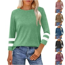 Fanxing 3/4 Sleeve Shirts for Women Tops Baseball T Shirts Trendy Striped Raglan Sleeve Pullover Summer Blouses Black,XXL