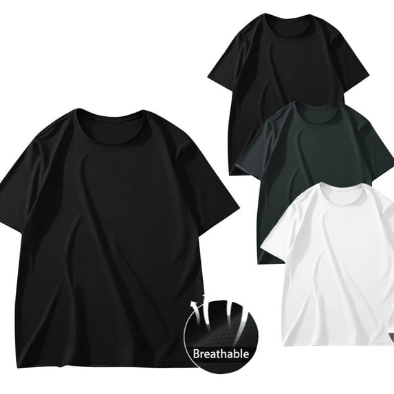 Fanxing 3 Pack Big And Tall T Shirts 4XL Dark Gray Mens Summer Tops Casual Short Sleeve T-Shirt Bodybuilding Gym Tees Fashion Workout Shirts