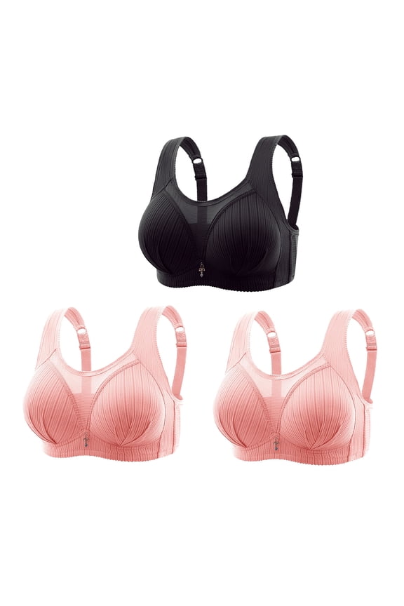 3 Pack Bra for Women Plus Size Lace Bra Comfortable Underwire Bras Underwire Padded Push Up Soft 3pcs Back Smoothing Bra XXL:38C/38D/38DD;40A/40B/40C