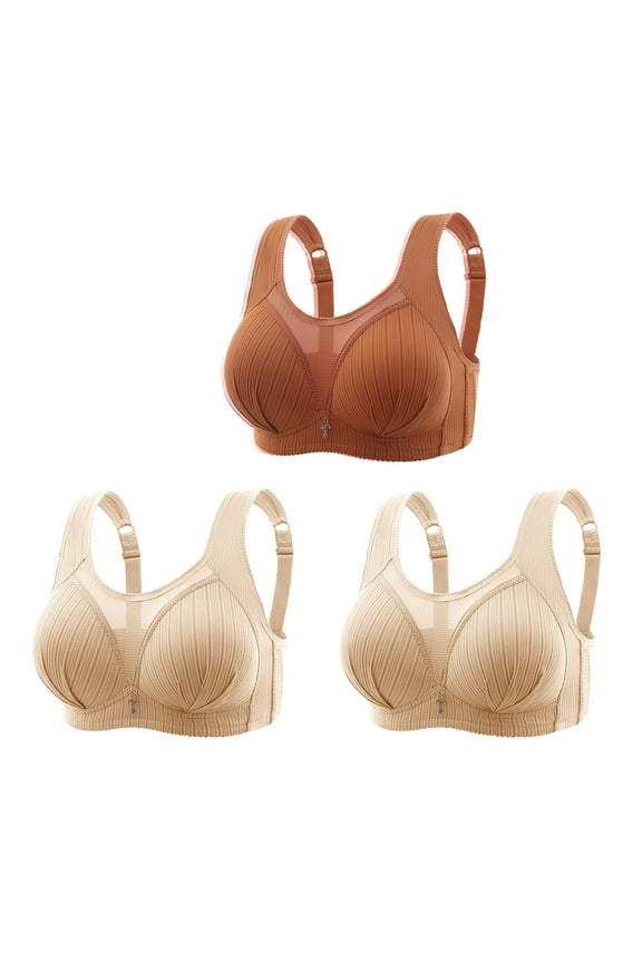 3 Pack Breathable Liftup Air Bra for Women Plus Size Full Support No Underwire Bra Comfortable Large Size Sports Bras No Steel Ring Push Up Bras M:32C/32D/32DD;34A/34B/34C