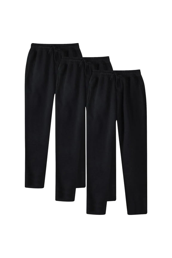 3 Pack Fleece Sweatpants Mens Hip Hop Joggers Loose Fit Elastic Waisted Drawstring Sweat Pants Athletic Workout Pants December Clearance Black,L