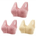 thumbnail image 1 of Fanxing 3PC Front Buckle Bra Buttons Full Coverage Bras, Bras for Older Women Front Clos,Beautiful Back Breathable Lace Bras Orders Placed By Me Recently Tracking 2025 Beige,XXXXL, 1 of 6