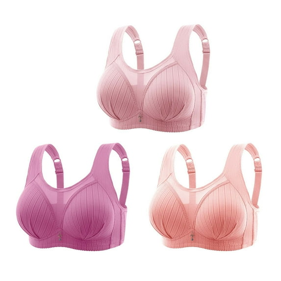Fanxing 3pcs Women's Sports Yoga Bras No Steel Ring Light Support Compression Bra Full Coverage Padded Bralettes Soft Everyday Bra XXL:38C/38D/38DD;40A/40B/40C