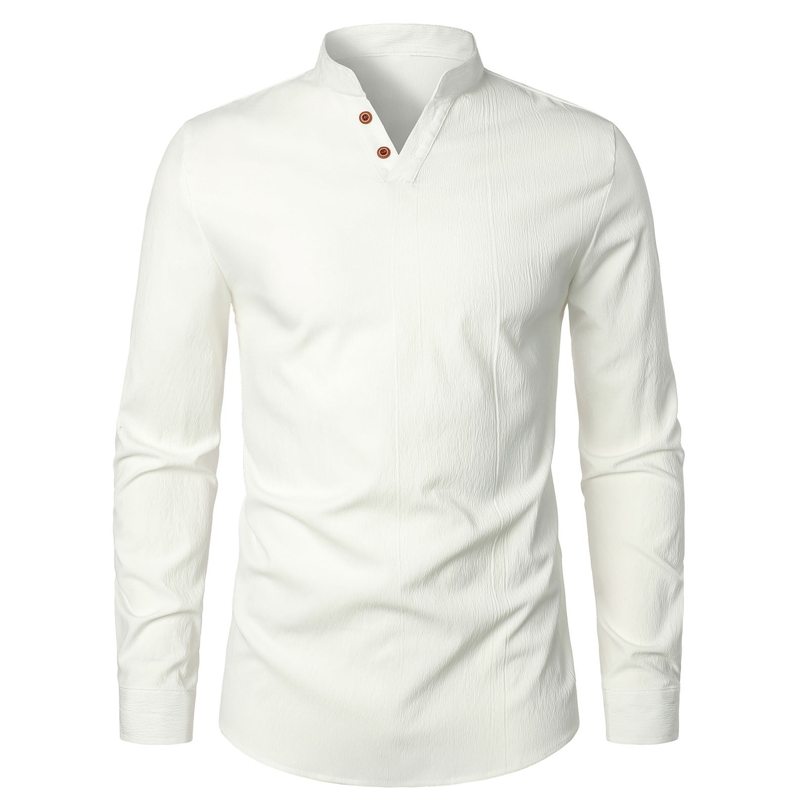 Fanxing American Flag Day Deals White Henley Shirts for Men Fall Spring Casual Long Sleeve Look