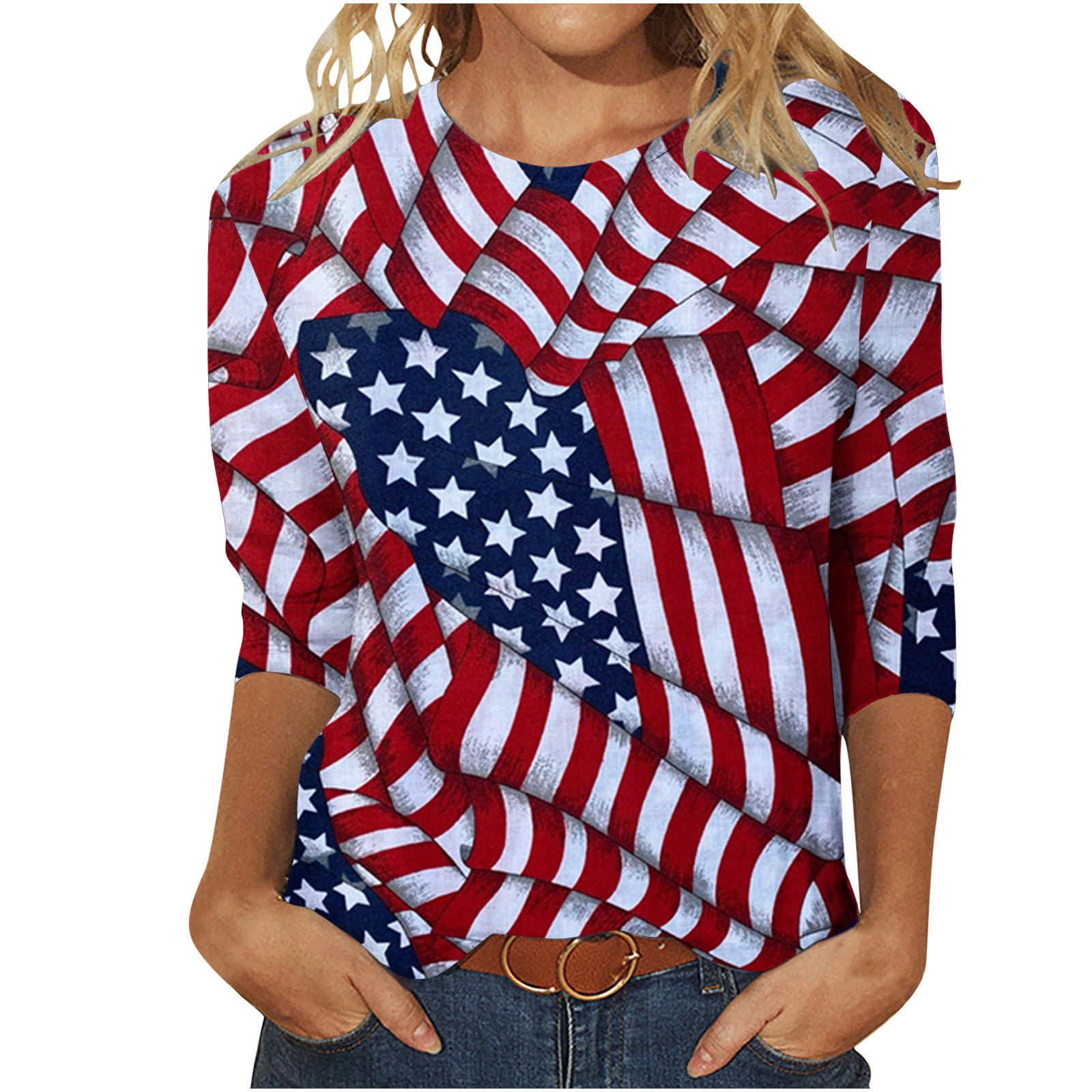Fanxing American Flag Shirt for Women 4th of July T-Shirt USA Flag