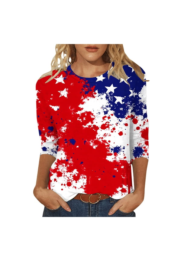 American Flag Shirts for Women 2025 Summer Fourth July Patriotic Loose Fit Memorial Day Graphic Tees USA Stars Stripes Tshirt My Orders Placed Recently By Me Red,S