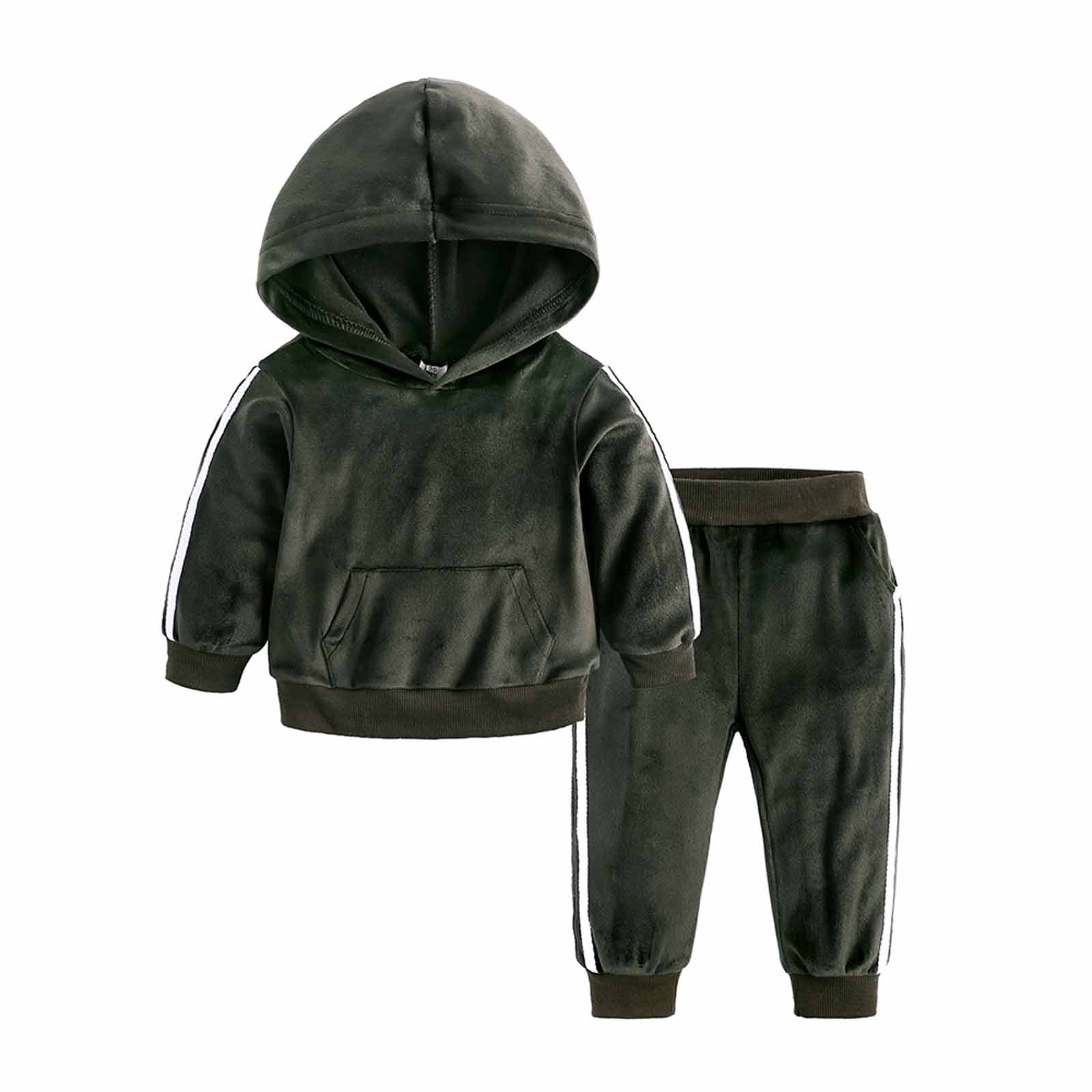 Fanxing Baby Boy Girls 2 Piece Outfit Sweatsuits Set Kids Velour