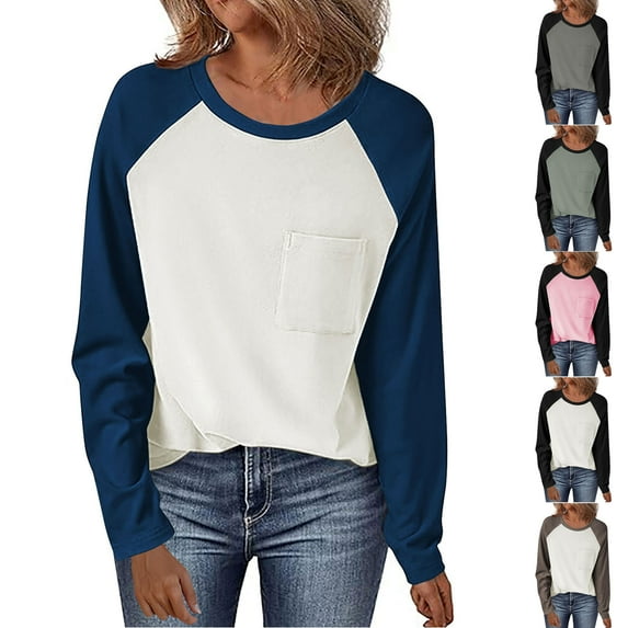 Fanxing Baseball Shirts for Women Crewneck Raglan Long Sleeve Tops Summer Casual T Shirts Colorblock Graphic Tees Gray,M