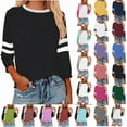 thumbnail image 1 of Fanxing Baseball Tshirt Womens Three Quarter Sleeve Tops for Women 3/4 Length Sleeve Womens Tops Plus Size Black,L, 1 of 7