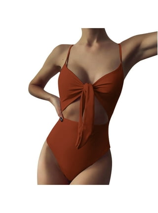 Women's Ribbed Swimsuit One-Piece High Cut Padded Bathing Suits Tummy  Control Summer Casual Beachwear