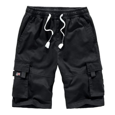 Fanxing Big And Tall Men Plus Drawstring Waist Workout Cargo Shorts Workout Running Shorts Lightweight Gym Athletic Shorts with Pockets Black,XXXXXL