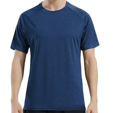 Fanxing Big And Tall T-Shirts 4x Men's Muscle T Shirts Stretch Short Sleeve Round Neck Bodybuilding Workout Tee Shirts Blue,XXXXL