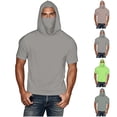 thumbnail image 1 of Fanxing Big and Tall Cooling Sun Shirt with Face Mask Short Sleeve Hoodie Mens UPF 50+ UV Sun Protection Shirts Lightweight Performance Fishing Shirt Gray,L, 1 of 9